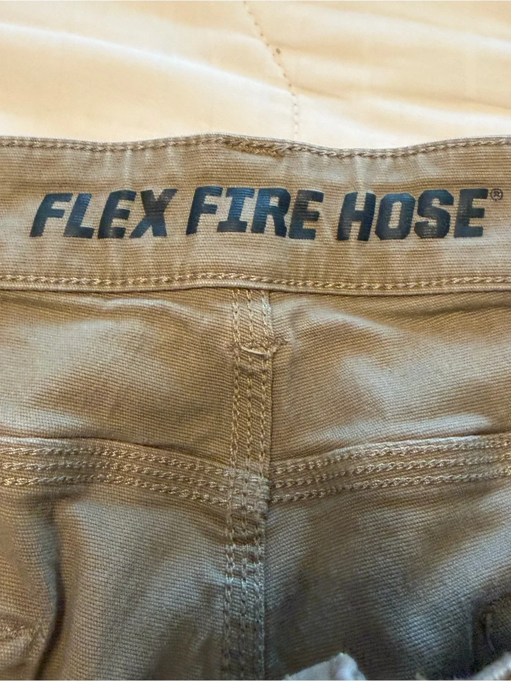 Duluth Trading Co Khaki Flex Fires Hose Relaxed Fit Straight-Leg Pants 38 by 32